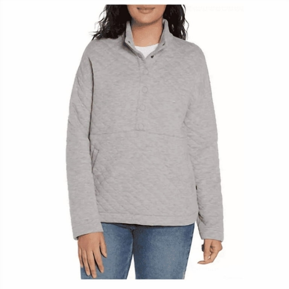 Eddie Bauer Women's Light Gray Quilted Sweatshirt